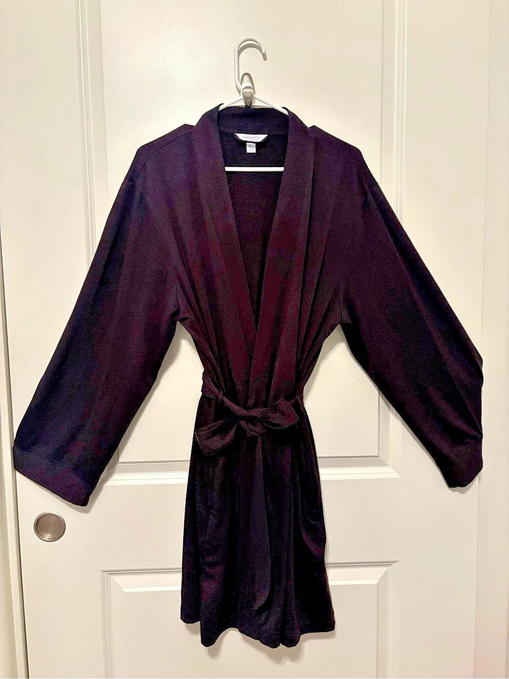 Charter Club Intimates Women’s XL Black Short Robe Belted Long Sleeve